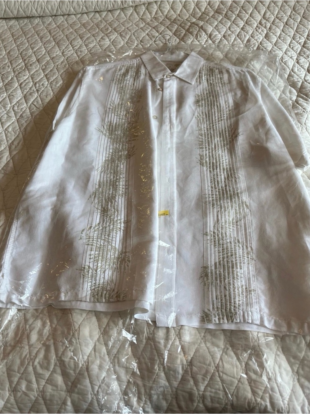 Tasso Elba Island White Button-Down Linen Shirt with Subtle Embroidery